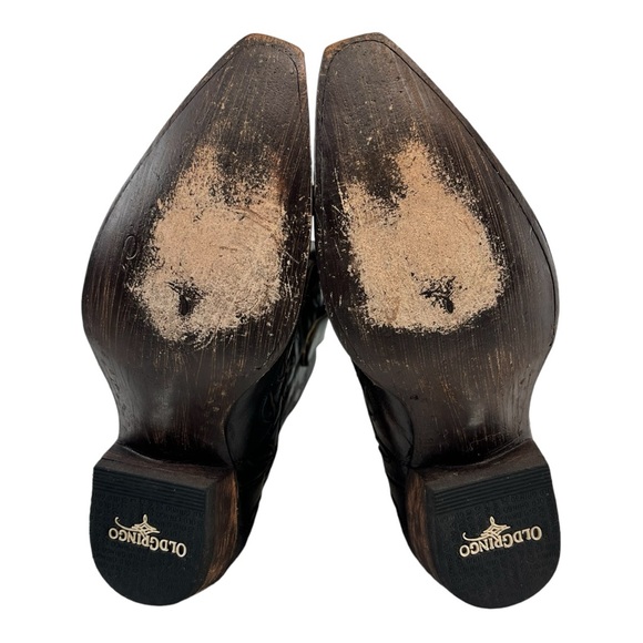 Old Gringo Snip Toe Inlay Leaf Pattern Vintage Boots Women 5.5B in Brown - Picture 9 of 10